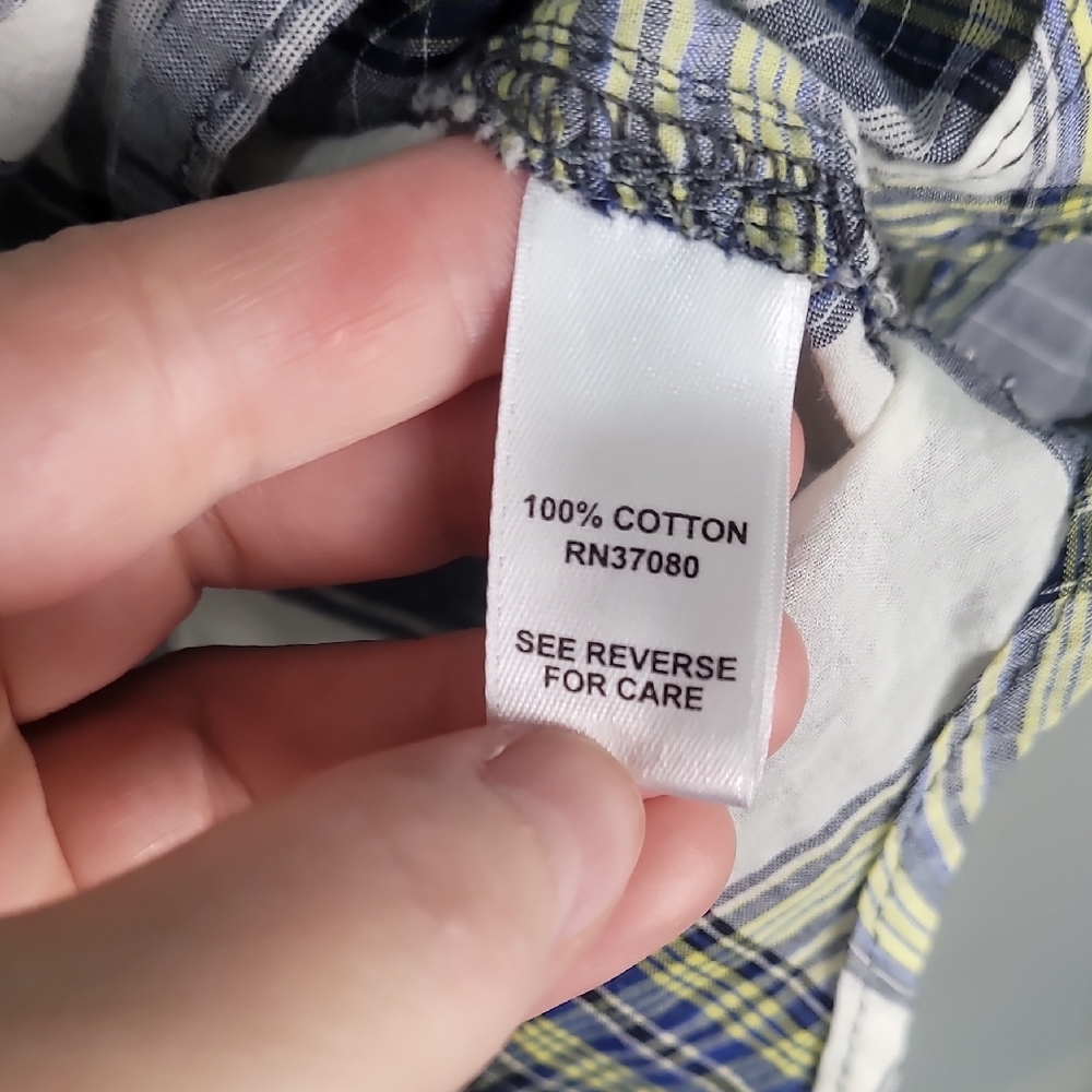 Cato Yellow, Navy & White Plaid Button-Up Shirt Sizec18/20W - Picture 4 of 6